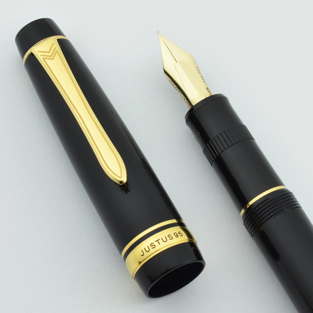 Pilot Justus 95 Fountain Pen - Black, Adjustable 14k Fine Nib